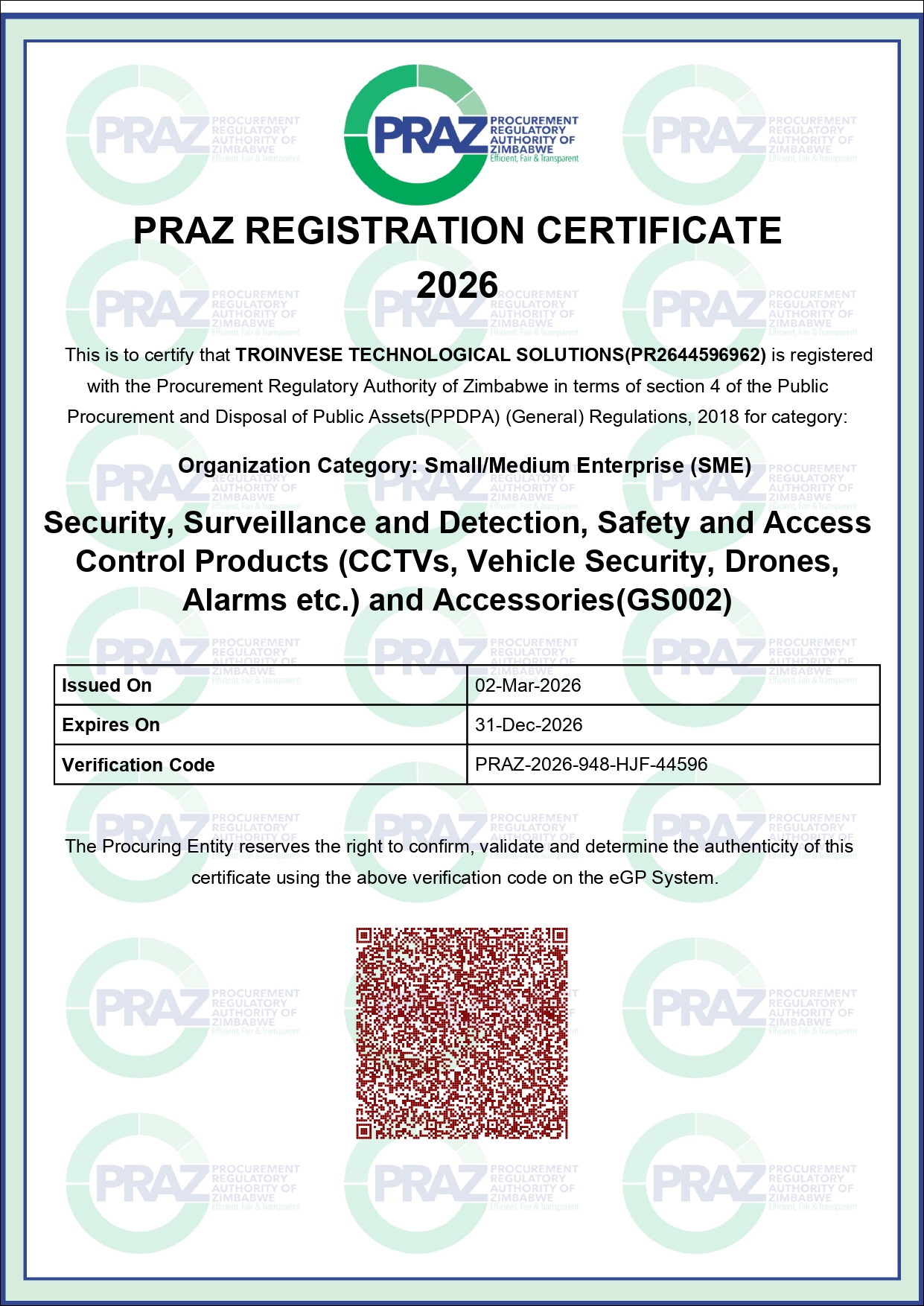 PRAZ Security Certificate