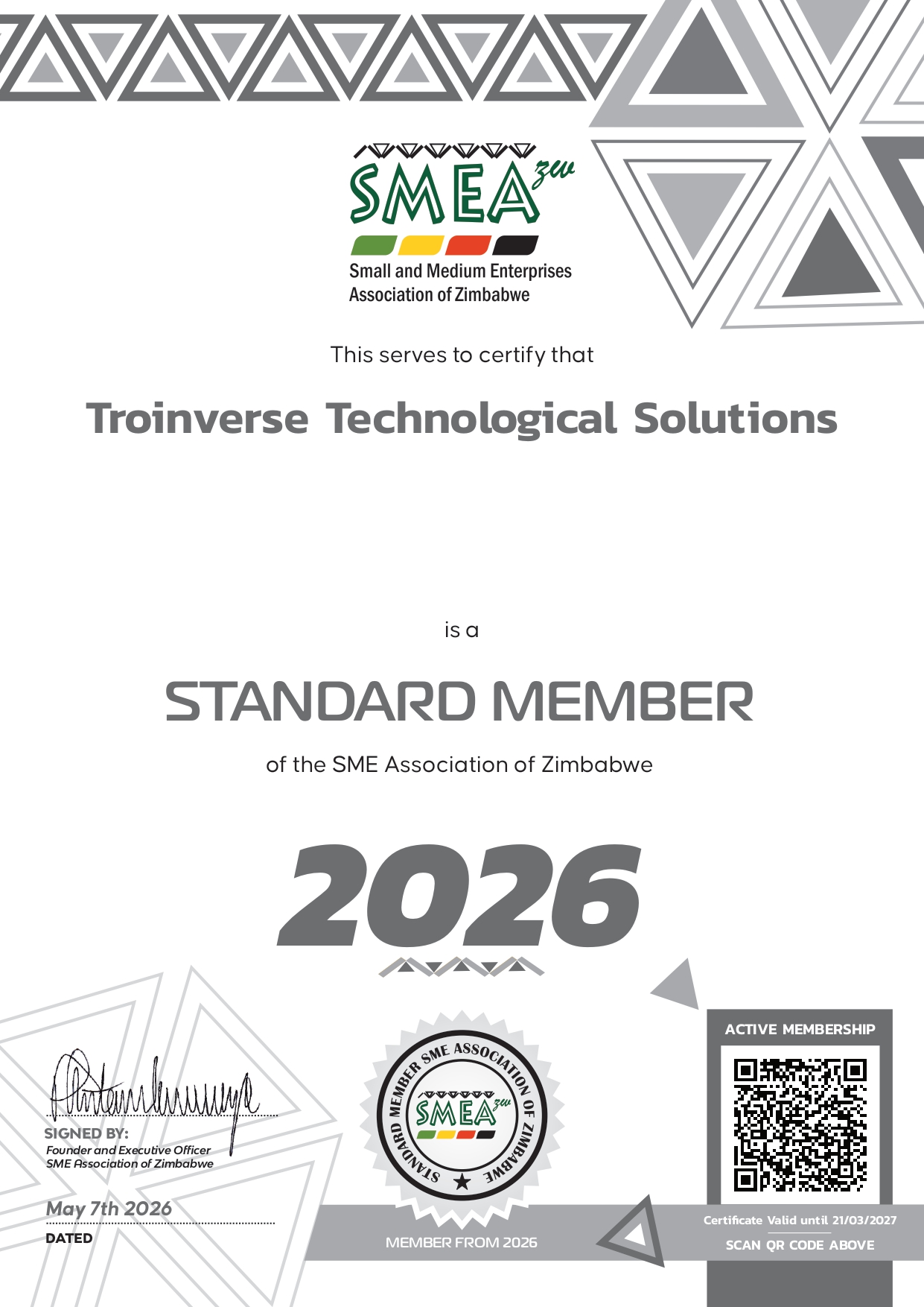 SMEAZ Certificate